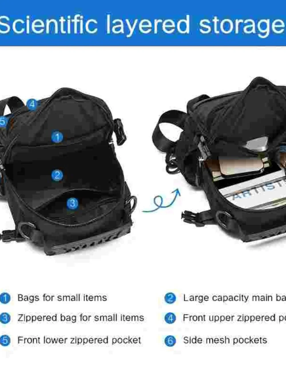 Men's Chest Bag Crossbody Sling Bag Large Capacity Travel Casual